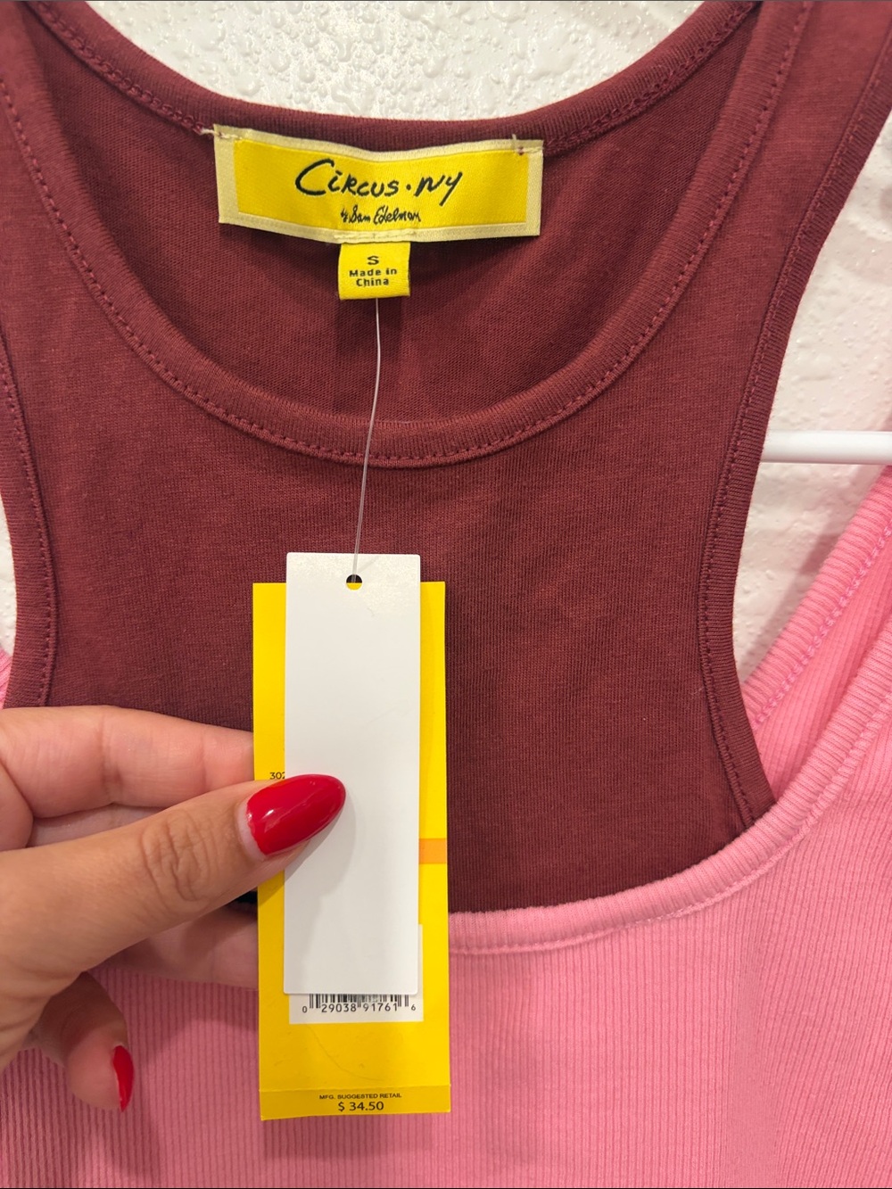 Pink Ribbed Tank with Burgundy Layering - Picture 2 of 5